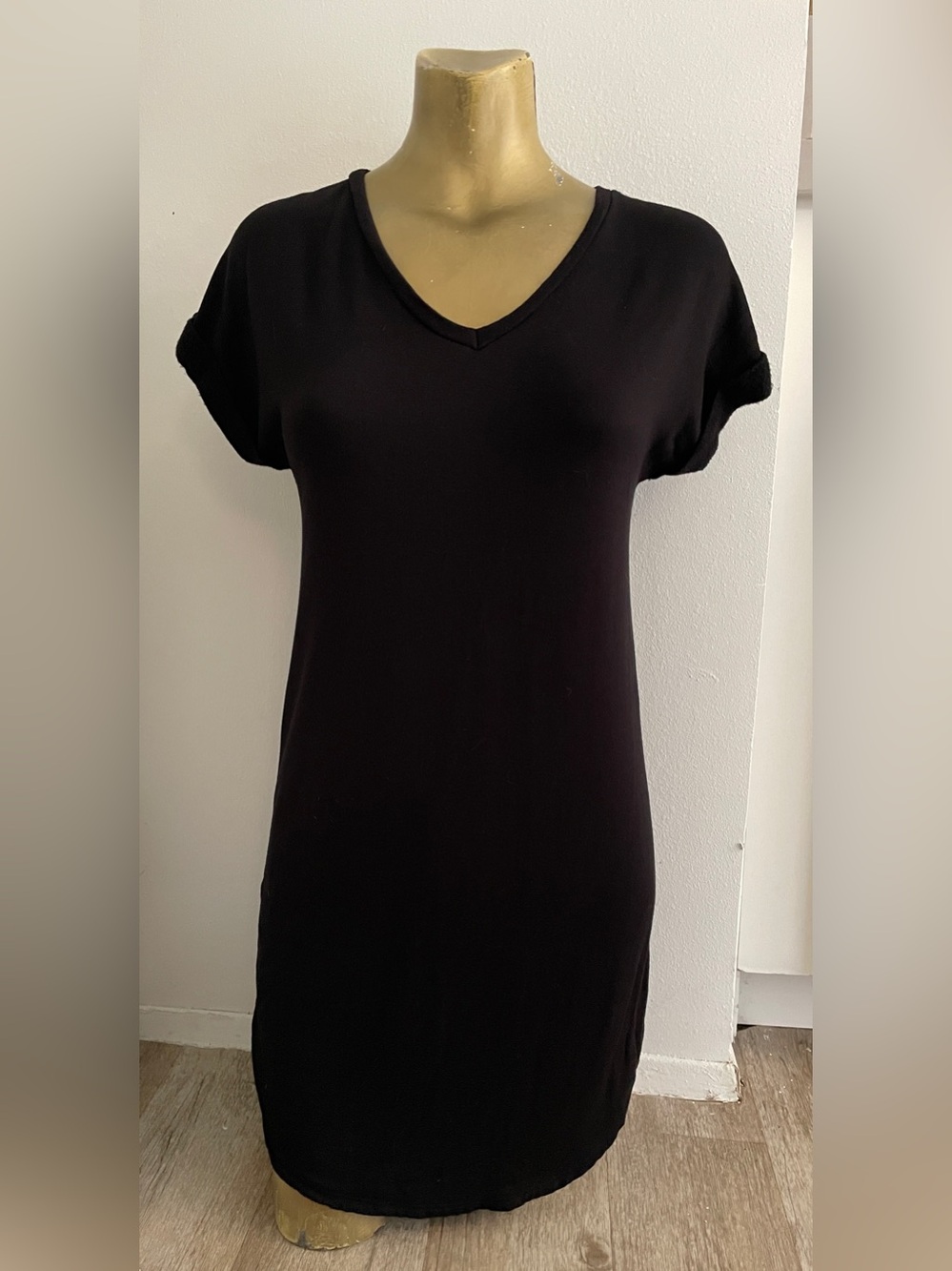ANTISTAR Black Fleece Lined T-Shirt Style DRESS Size Small